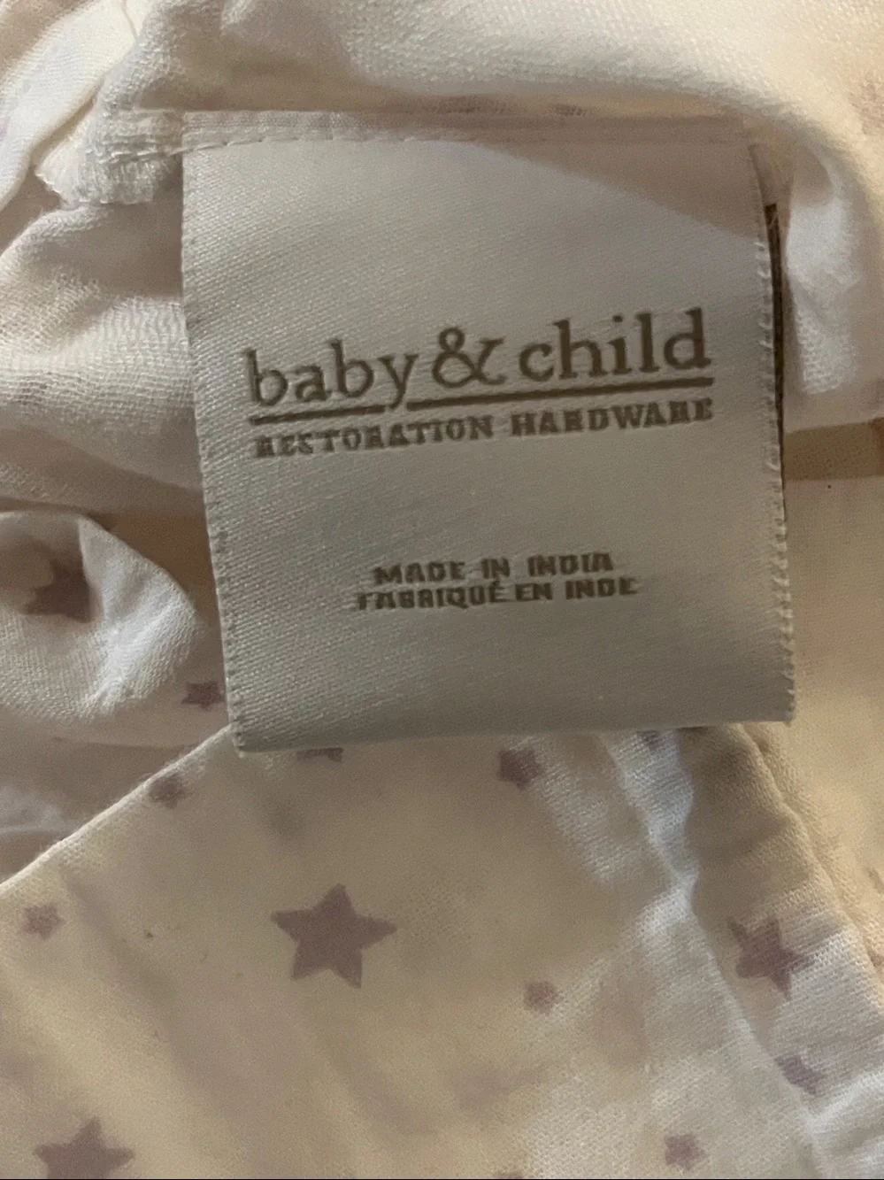 Restoration Hardware ~Cream Pillow case with Lavender Star Print~1 sham